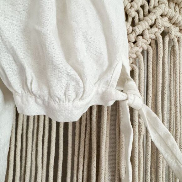 Express XS White Linen Blend Cottagecore Top - Picture 4 of 6